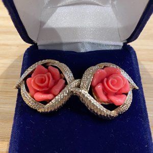 Vintage 1950s-era coral pink clip-on earrings